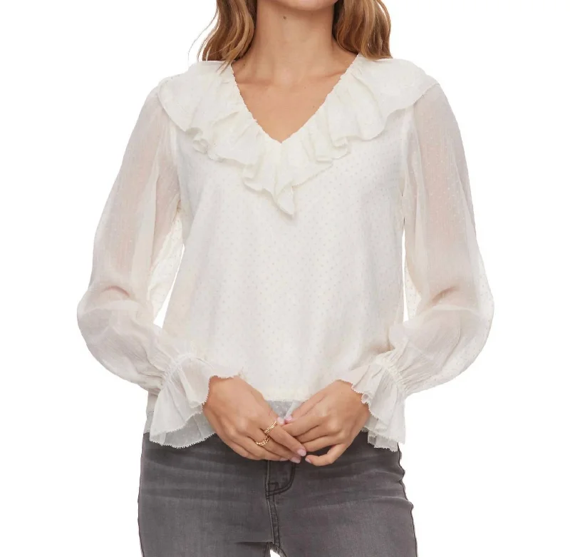 Kenley Ruffled Cuff Blouse In Ivory