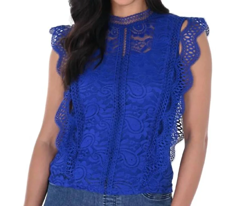 Lace Top W/ Cami In Royal