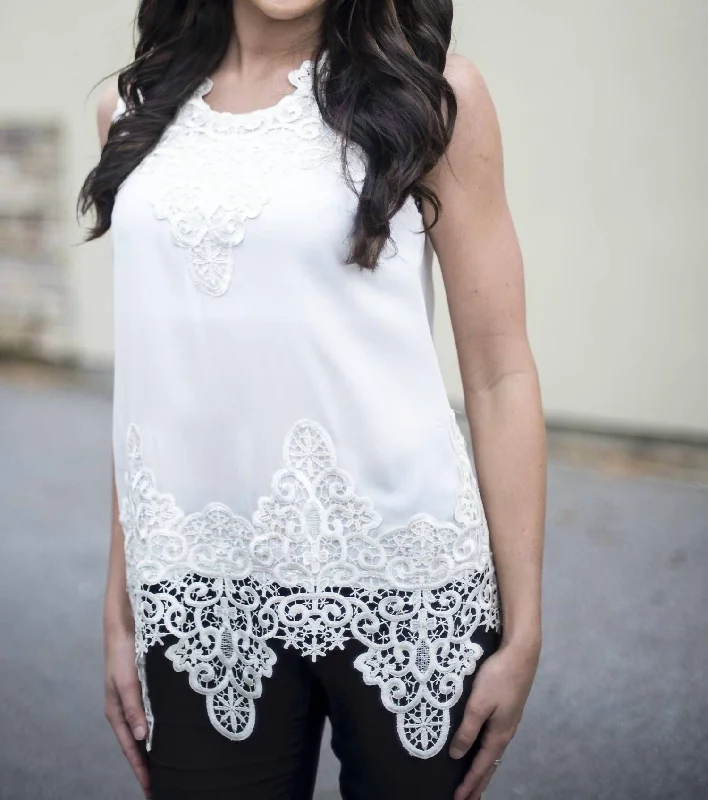 Lace Vintage Trim Tank In White