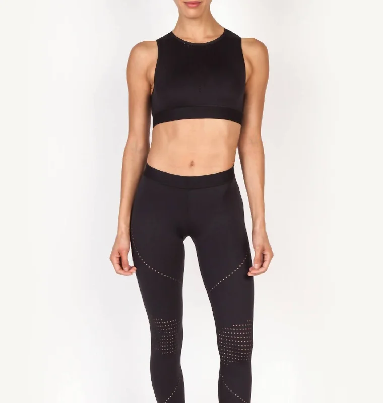 Level Amp Pixelate Crop Top In Nero