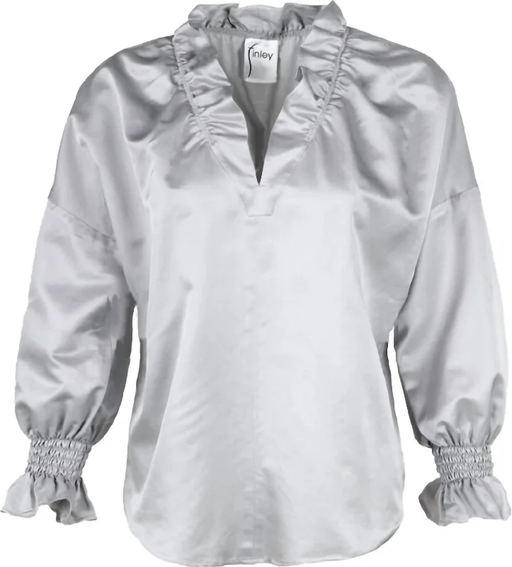 Long Sleeve Crosby Radiance Top In Silver