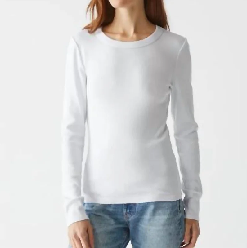 Long Sleeve Tee Top In White