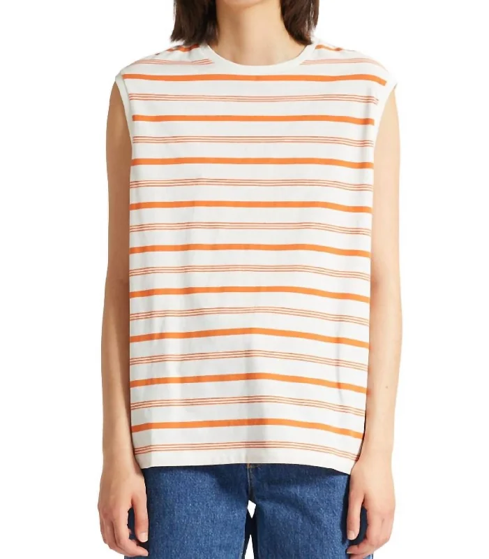 Lydia Stripe Top In Dusty Orange