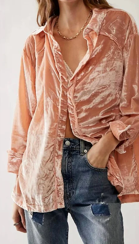 Marianne Velvet Shirt In Sun Blush