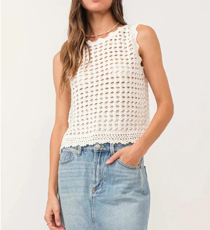 Marigold Eyelet Tank In White