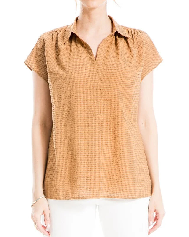 Max Studio Texture Collar Top