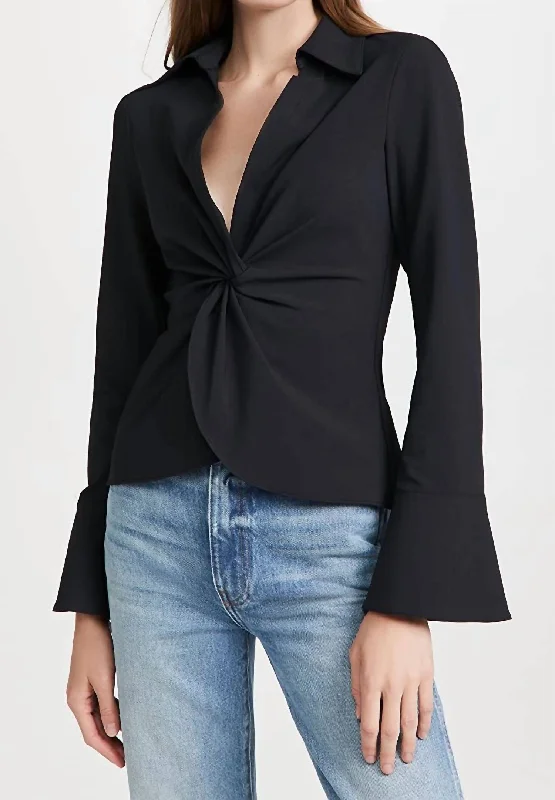 Mckenna Twist Front Blouse In Black