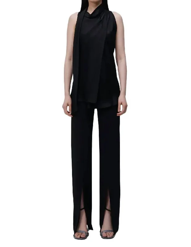 Mckinnon Tie Neck Sleeveless Top In Black