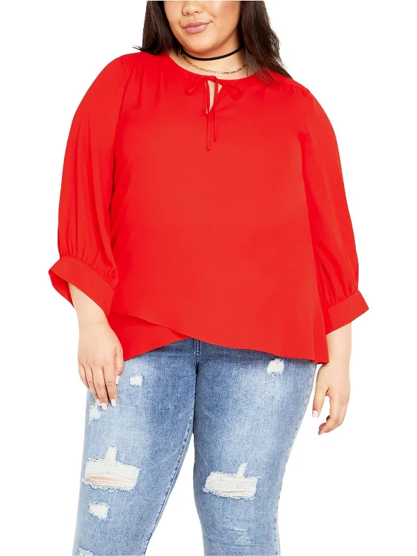 Monica Womens Hi-Low Polyester Blouse