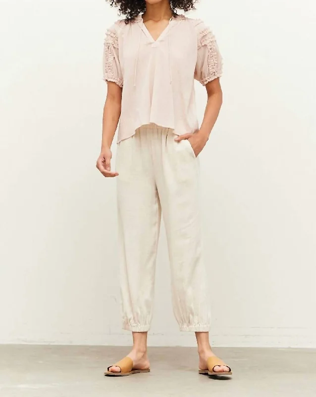 Nancy Ruffled Bubble Sleeve Blouse In Petal