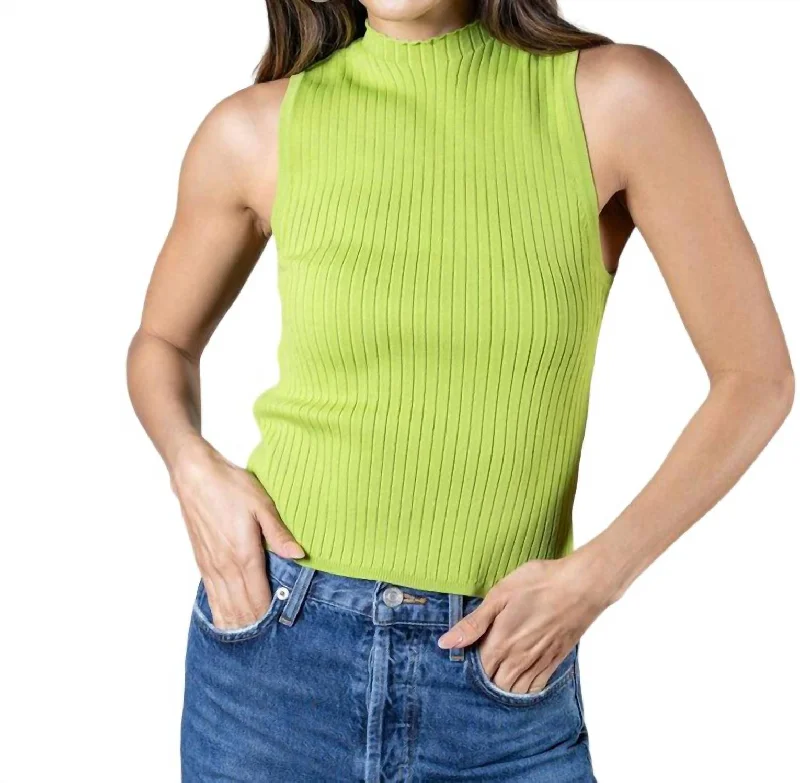 Nashville Ribbed Tank In Light Green