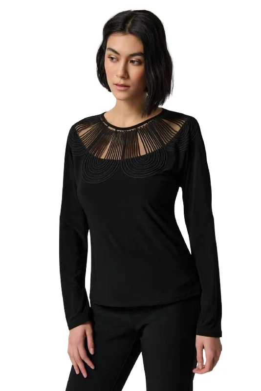 Neck Detail Top In Black