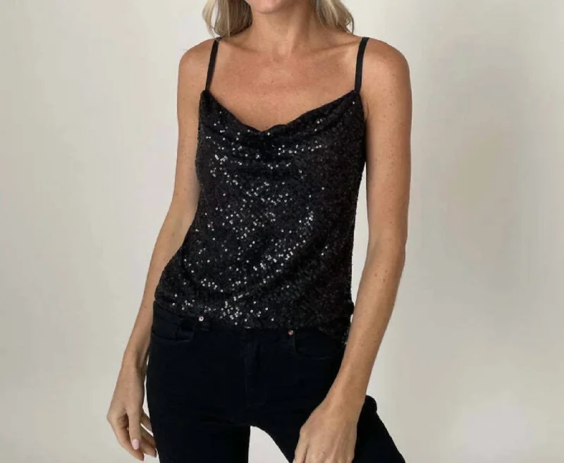 New Year Sequin Tank In Black