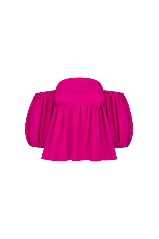 Nicole Off Shoulder Cotton Blouse In Rosa Pink