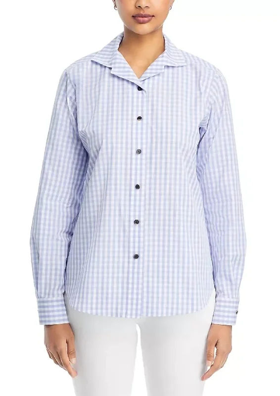 Notched Shawl Collared Blouse In Wild Bluet