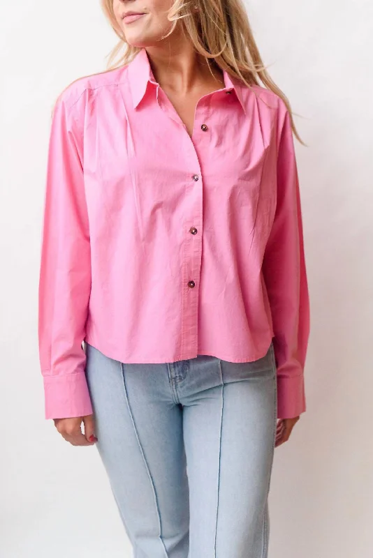 Oceane Pleated Shirt In Hot Pink