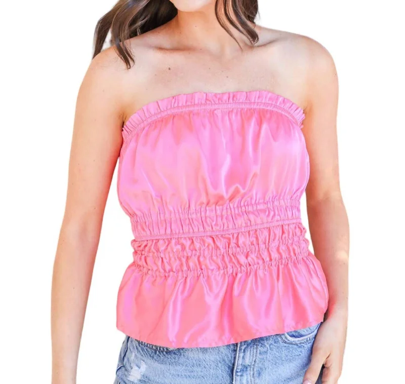 Oh So Girly Peplum Top In Candy Pink