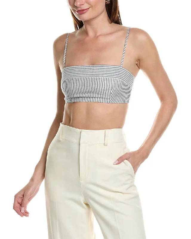 Onia Air Linen-Blend Foldover Cropped Top