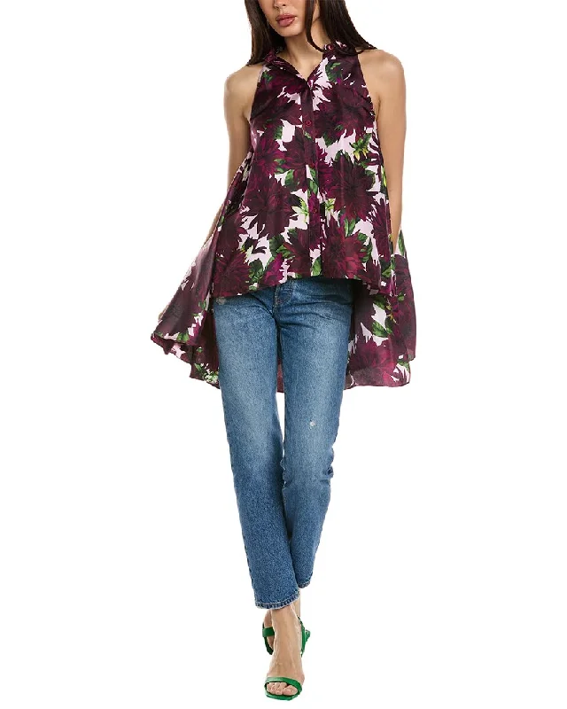 Oscar de la Renta Dahlia Silk Twill Blouse