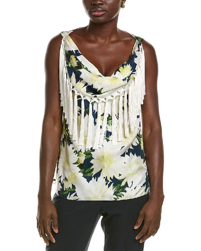 Oscar de la Renta Dahlia Silk Twill Tank