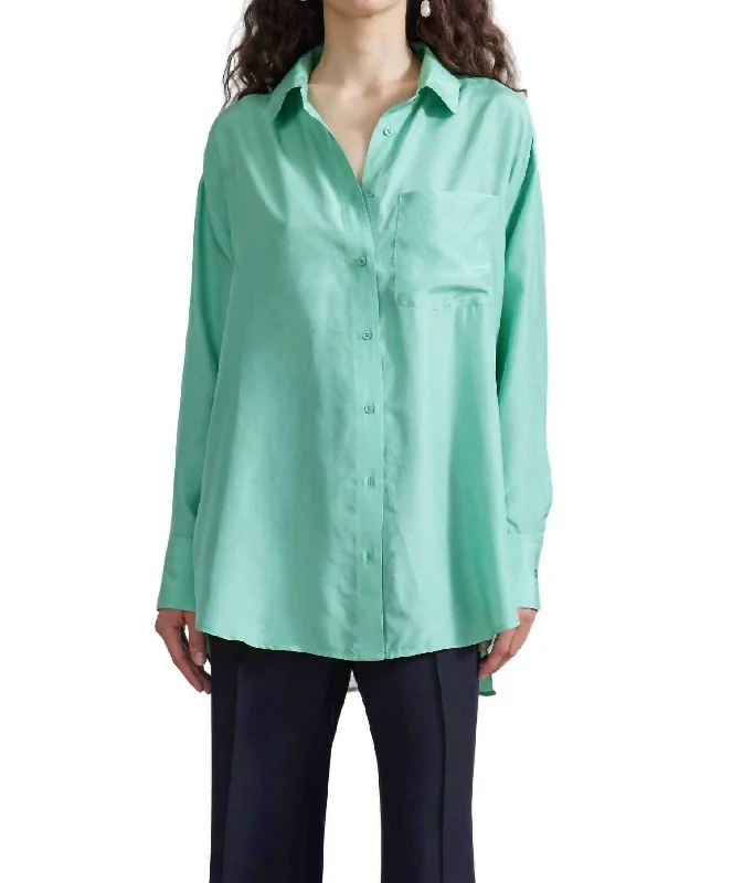 Oversized Button Down Shirt In Patina Green