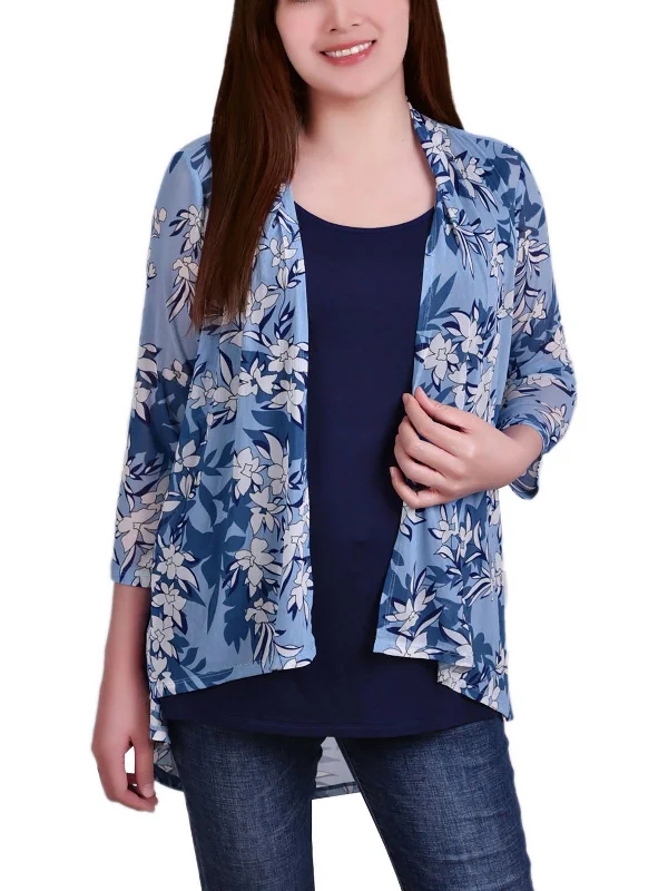 Plus Womens Floral Print Pullover Top