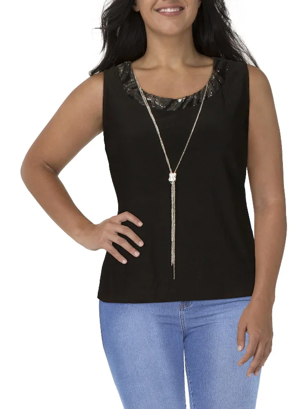 Plus Womens Metallic Sleeveless Shell