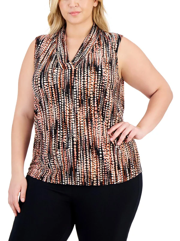 Plus Womens Printed Polyester Blouse