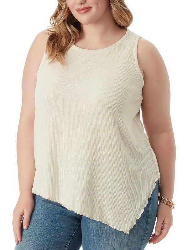 Plus Womens Sleeveless Ribbed Pullover Top