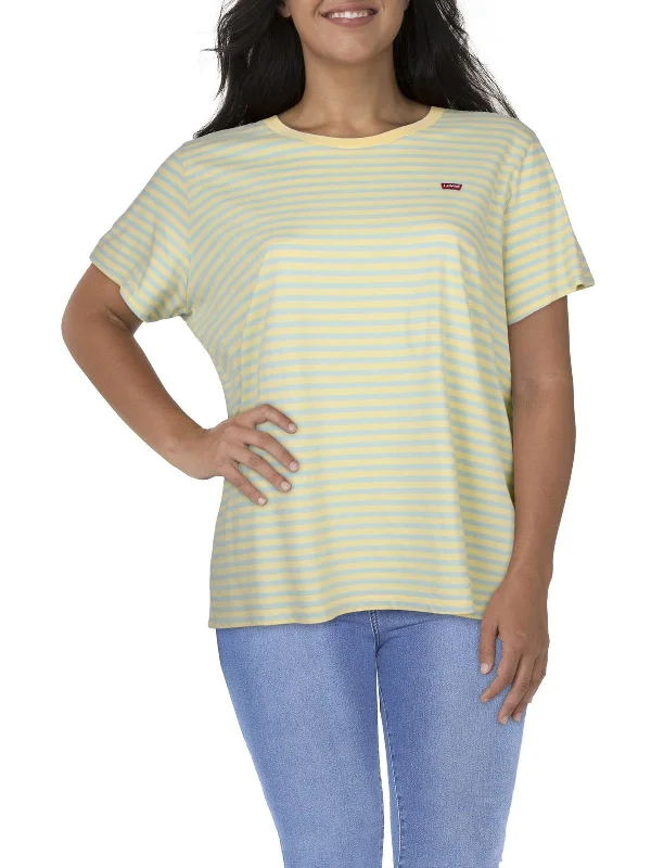 Plus Womens Tee Striped Pullover Top