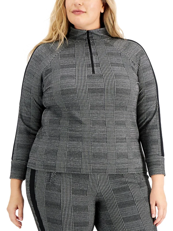 Plus Womens Zipper Pullover Top