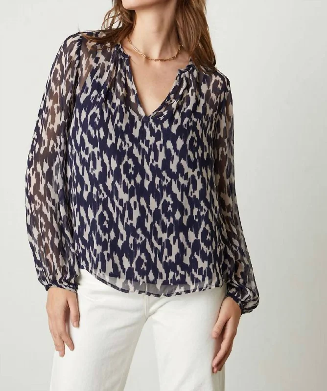 Printed Chiffon Blouse In Calico