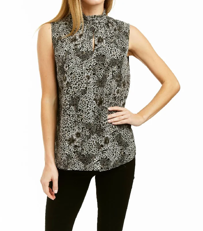 Printed Jackson Sleeveless Top In Black