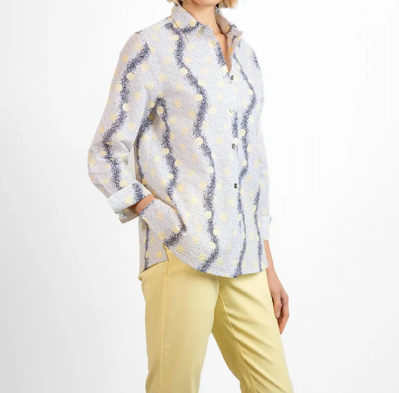 Printed Seersucker Dot Blouse In Mimosa