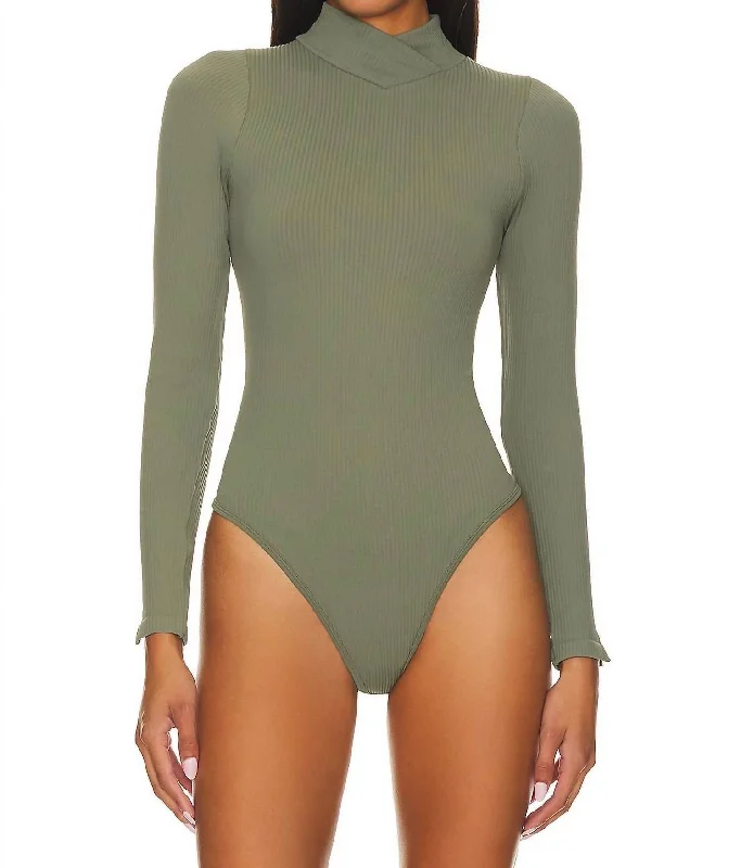 Recycled Turtleneck Bodysuit In Army