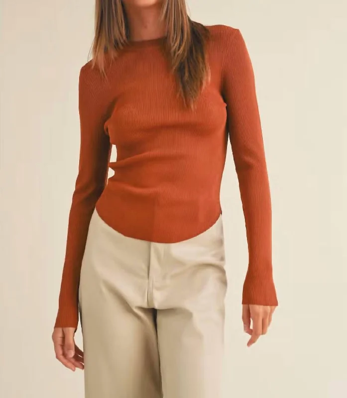 Ribbed Long Sleeve In Toffee