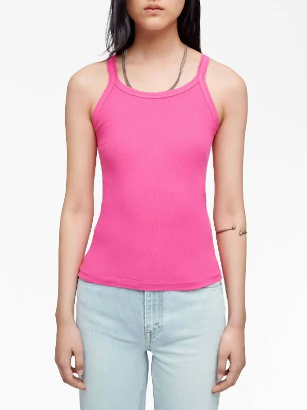 Ribbed Tank Top In Fuchsia