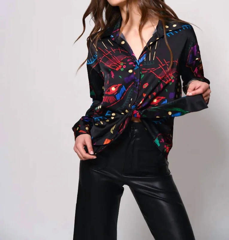 Robbie Blouse In Multi Jaguar