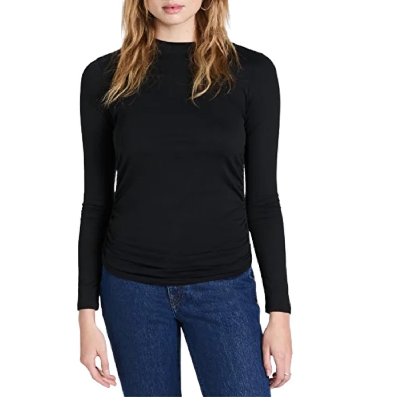 Ruched Tiny Long Sleeve Tee In Black