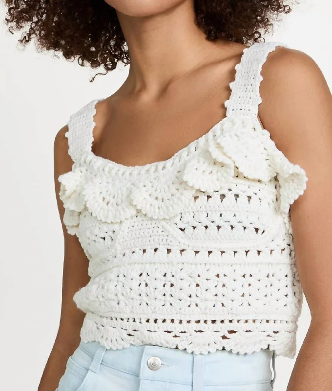 Rylee Crochet Cropped Tank In Cream