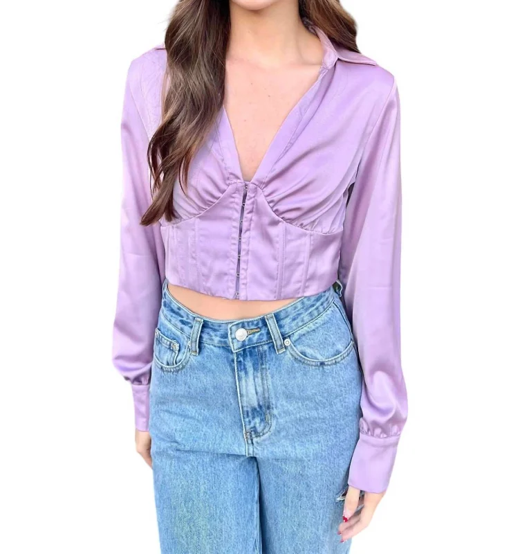 Satin Top In Lavender