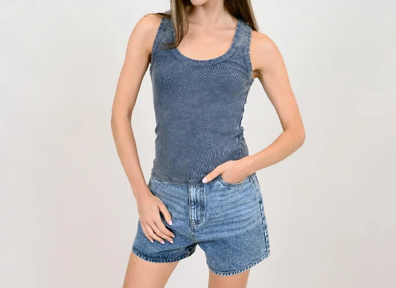 Scoop Neck Tank Top In Denim