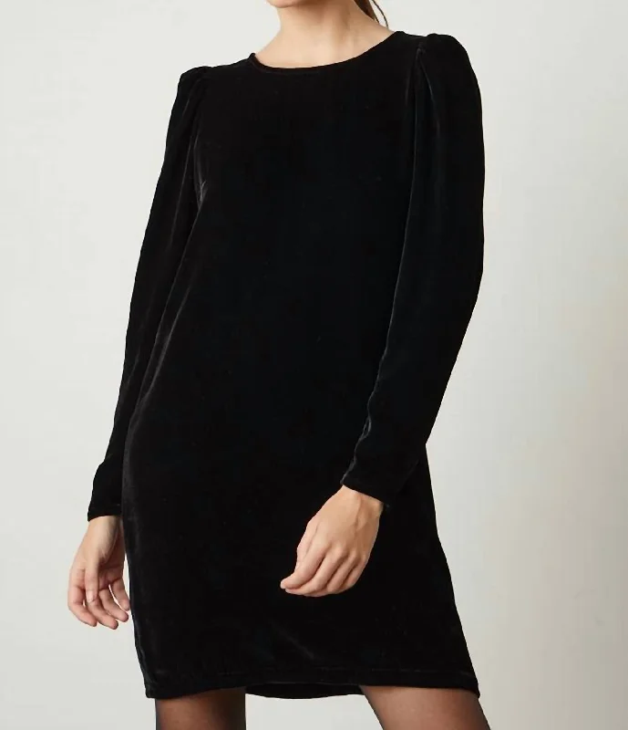 Sheath With Puff Sleeves In Black