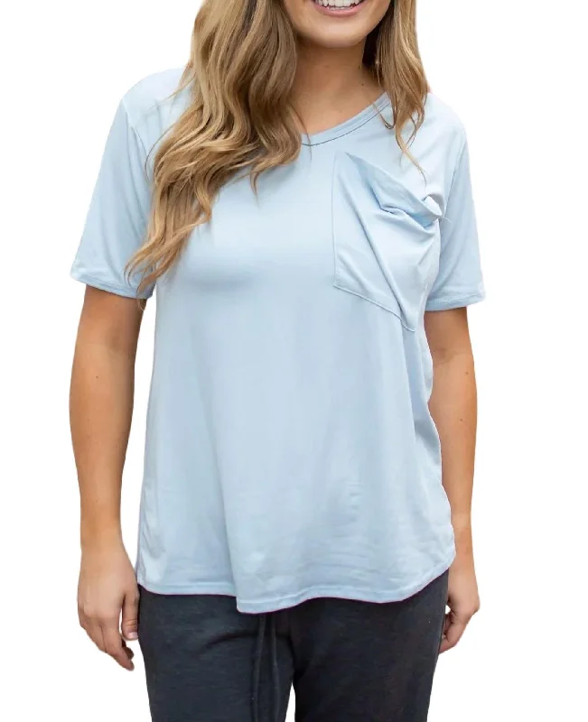 Slouchy Pocket Tee In Ice Blue