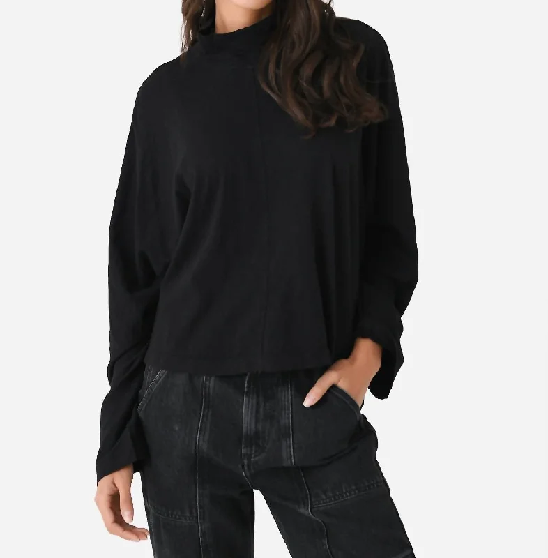 Stacey Mock Neck Tee In Black