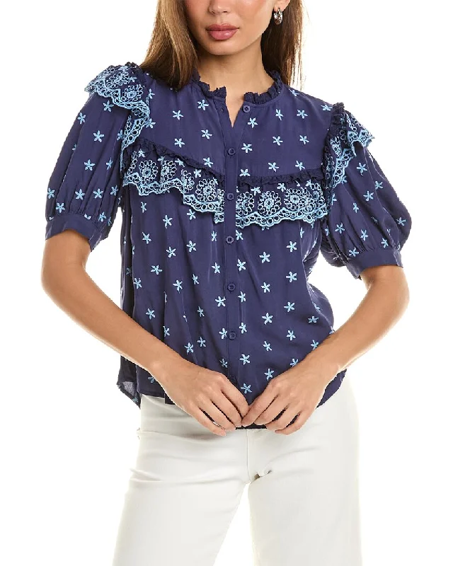 Stellah Eyelet Trim Blouse