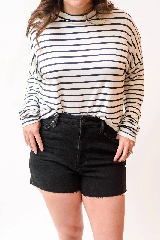 Stripe Lounge Top In Black/white