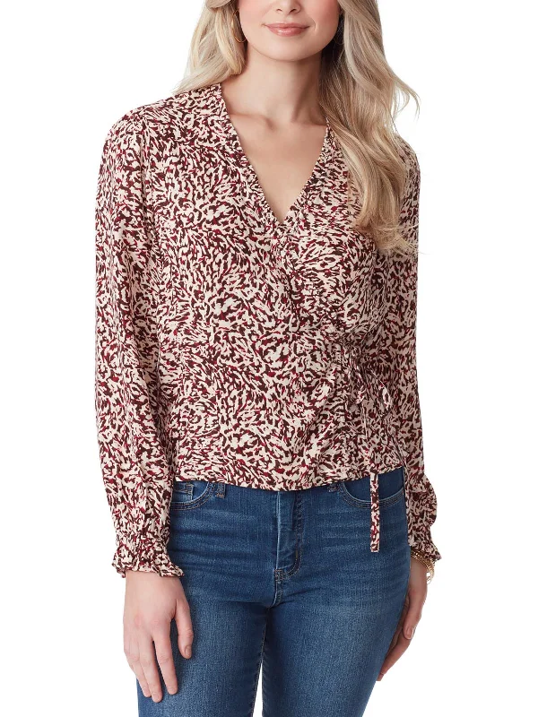 Tanya Womens Printed Viscose Wrap Top