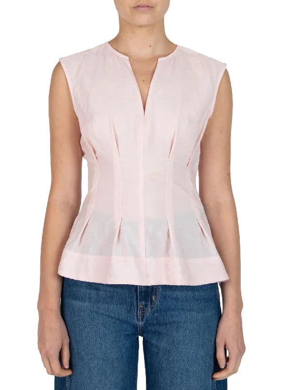 Teresa Sleeveless Seamed Top In Pink Dogwood