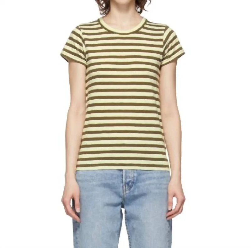 The Slub T-Shirt In Green Stripe